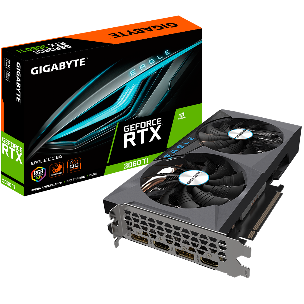 Видеокарта Gigabyte GV-N306TEAGLE OC-8GD 2.0 RTX 3060 Ti 8GB GDDR6 256bit 2xHDMI 2xDP LHR RTL