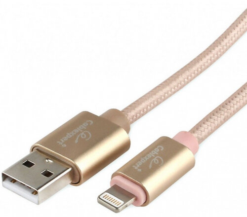 Кабель Cablexpert для Apple CC-U-APUSB01Gd-3M, AM/Lightning, серия Ultra, длина 3м, золотой, блистер Gembird - фото №1