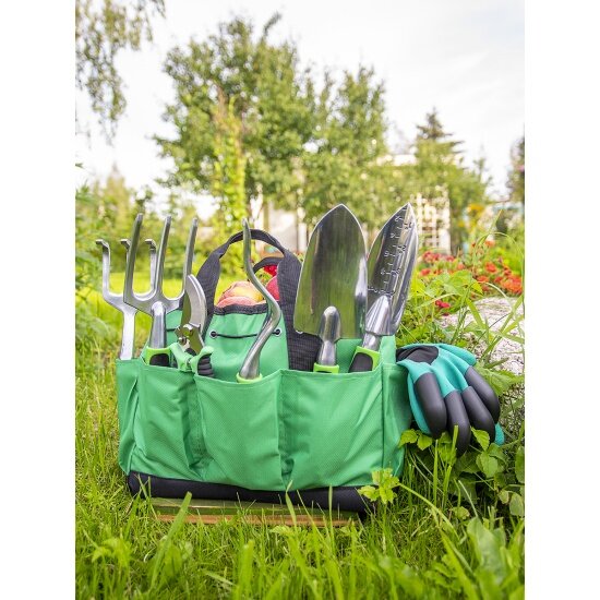 Набор садового инструмента чудесный САД "Садовод M" 6 предметов с прорезными ручками +перчатки +сумка д/хранения