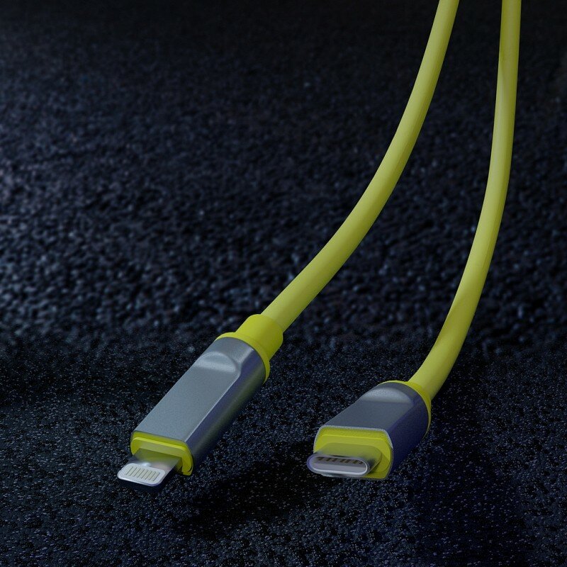 фото Кабель для зарядки и передачи, супертолстый BOLD TYPE C - LIGHTNING желтый, 3А, TPE, 1 м, Smartbuy (IK-12-PDBOLD-YELLOW), цена за 1 шт