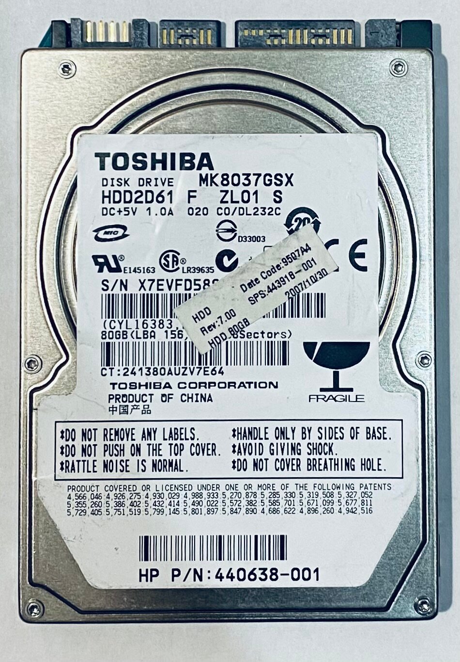 Жесткий диск 2.5" Toshiba 80 Гб MK8037GSX (HDD2D61)