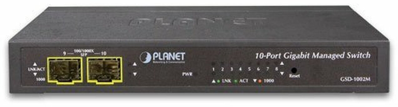 коммутатор/ PLANET IPv4/IPv6 Managed 8-Port 10/100/1000Mbps + 2-Port 100/1000X SFP Gigabit Desktop E