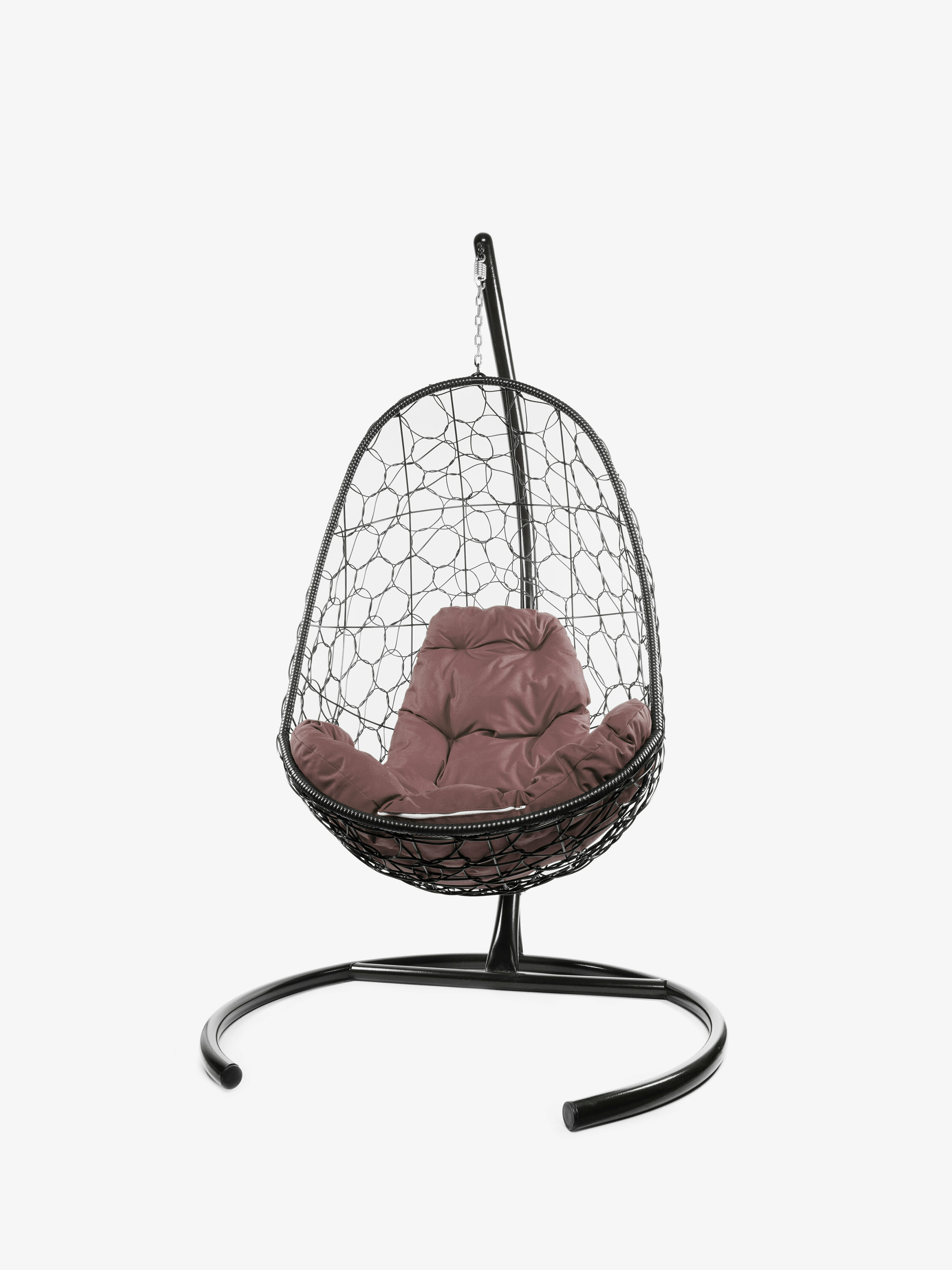 Подвесное кресло ротанг коричневое, коричневая подушка - фотография № 3