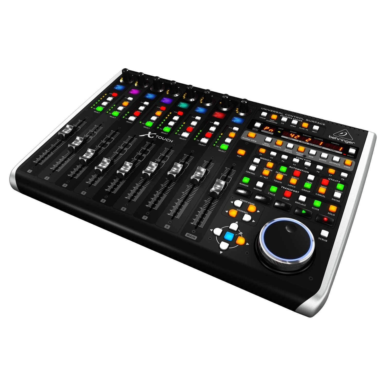 Behringer X-TOUCH компактный Ethernet/USB/MIDI- контроллер DAW 9 моторизфейдеров 100 8LCD индикатор времени HUI Mackie Control