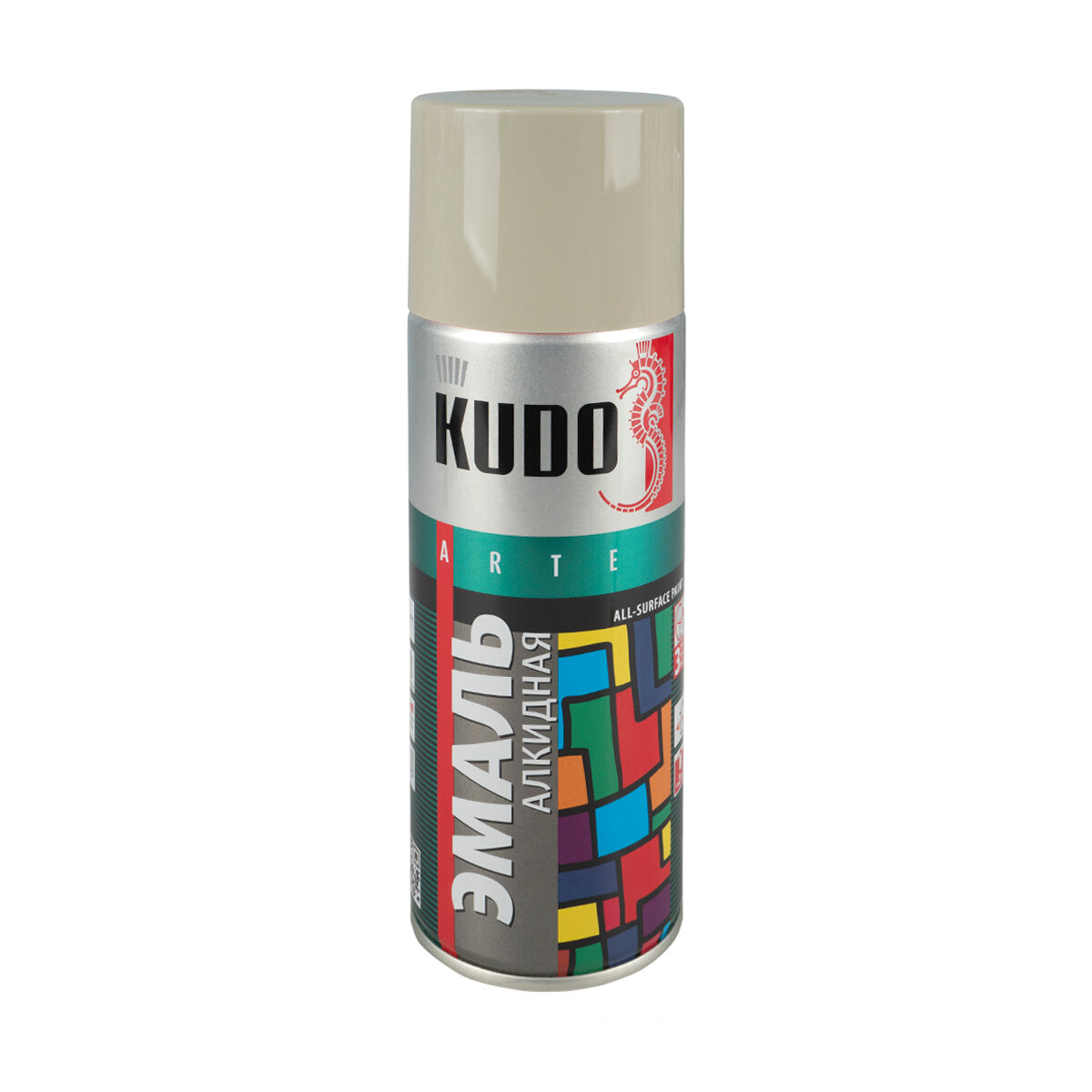 Аэрозольная алкидная краска Kudo KU-1017, 520 мл, светло-серая