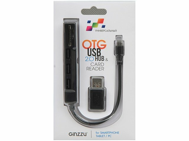 Картридер Ginzzu Картридер MicroUSB OTG/USB Ginzzu GR-513UB, USB/SDXC/microSDXC, черный (ret)