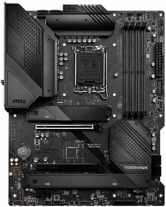 Материнская плата MSI MAG B660 TOMAHAWK WIFI Socket 1700, Intel B660, 4xDDR5, PCI-E 4.0, 2500 Мбит/с, Wi-Fi, Bluetooth, 4xUSB 3.2 Gen2, USB 3.2 Gen2x2 Type-C, HDMI, DisplayPort, ATX