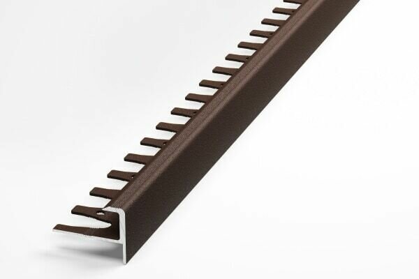 Профиль F-образный алюминиевый для плитки до 10мм (с просечкой для гибки) лука ПУ 13-1.2700.04л длина 27м 04л - Анод бронза матовая