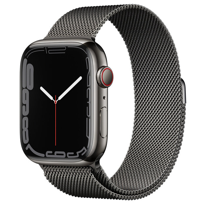 Умные часы Apple Watch Series 7 GPS + Cellular MKL33FD/A 45мм Graphite Stainless Steel Case with Graphite Stainless Steel Milanese Loop, графит/графит