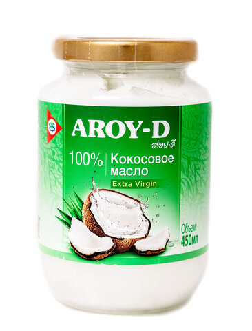 Масло кокосовое, Aroy-D, extra virgin, стекло, 450 мл