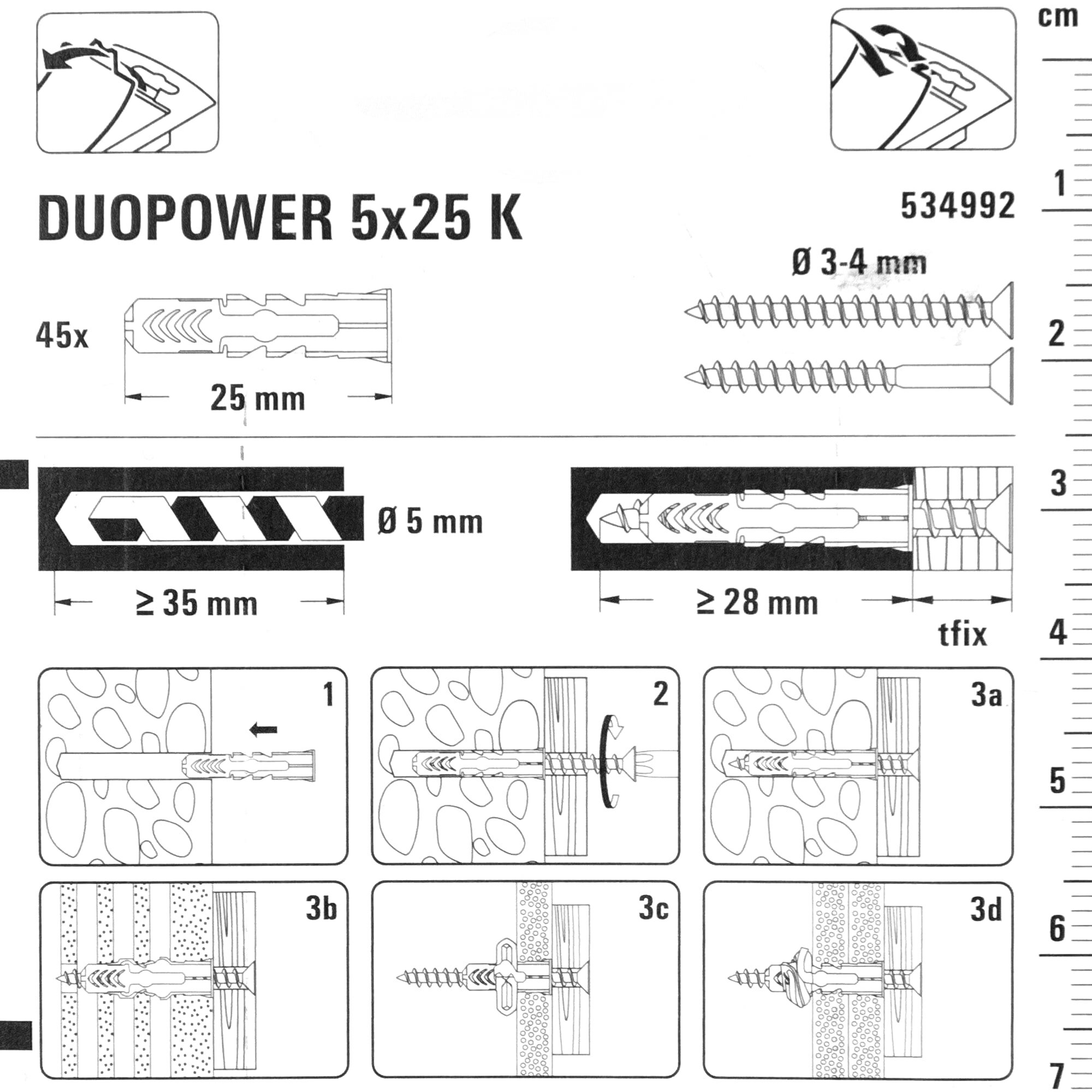 Дюбель для всех типов стен Duopower 5x25 мм цвет серый/красный 45 шт. - фотография № 4