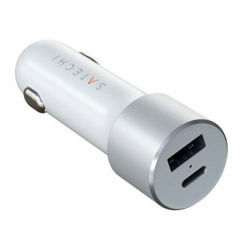 Зарядное устройство автомобильное Satechi 72W Type-C PD Car Charger ST-TCPDCCS 12В, USB-A 12W, USB-C 60W, серебряный