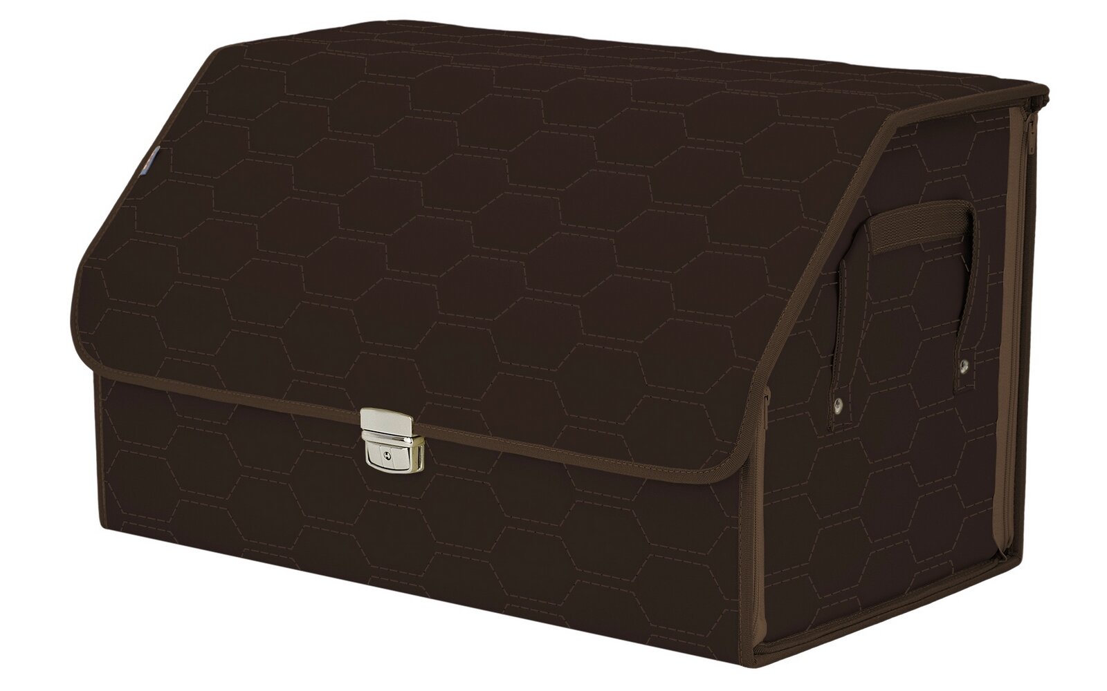 Органайзер-саквояж в багажник "Союз Премиум" (размер XL). Цвет: коричневый с коричневой прострочкой Соты.