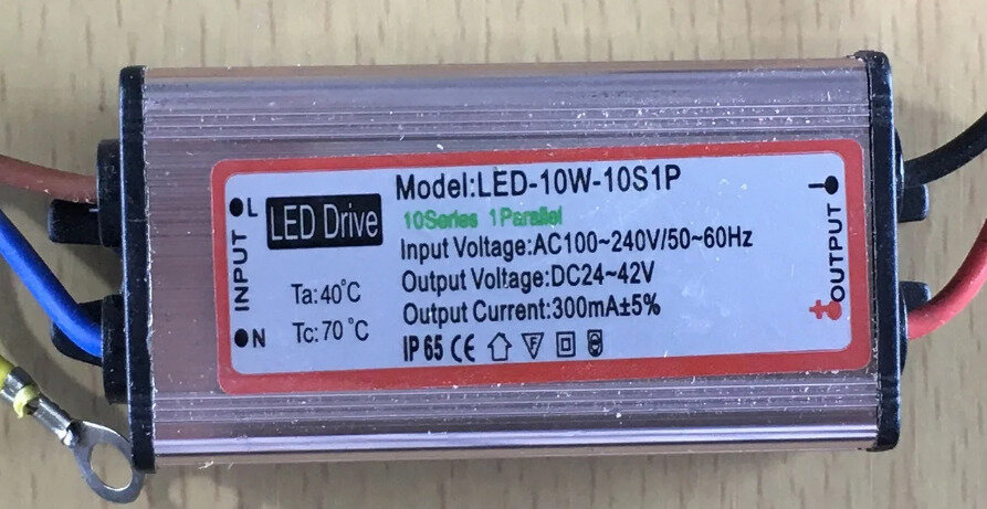 Драйвер для светодиода 10Вт 24-42В 300мА IP65 10S1P