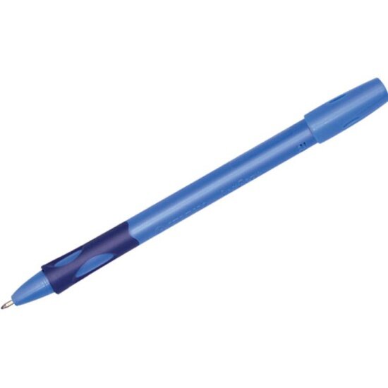Ручка шариковая STABILO "LeftRight", для правшей, синяя, 0,8мм, грип, голубой корпус