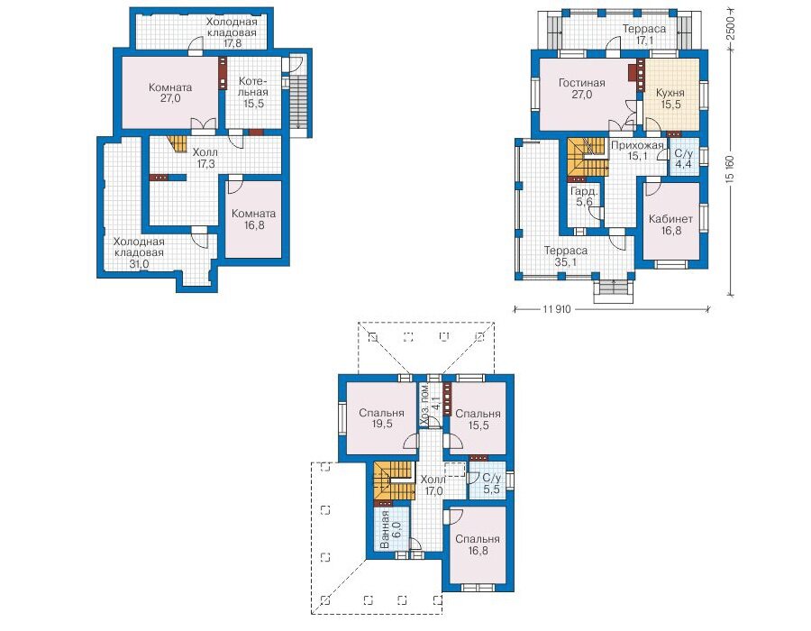 Проект дома Plans-40-65 (307 кв.м, силикатный кирпич) - фотография № 3