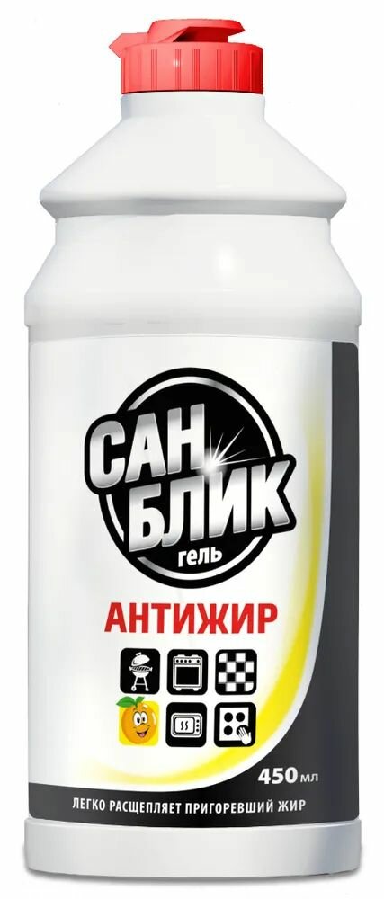 Средство чистящее для кухни антижир санблик Гель (флак 450мл) , 2 шт.