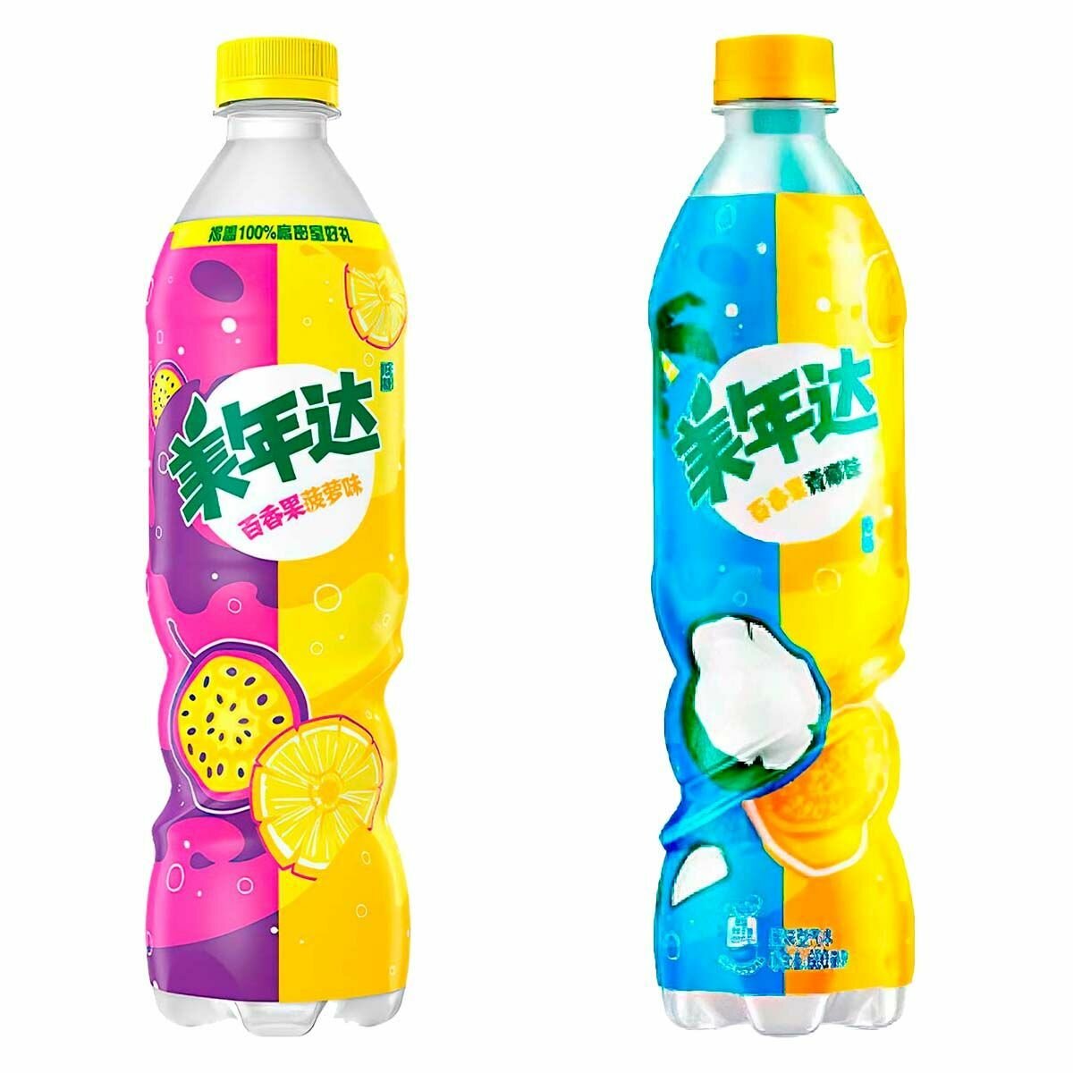 Газированный напиток Mirinda - микс 2 вкуса (Passion Fruit Coconut, Passion Fruit Pineapple) (Китай), 500 мл (2 шт)