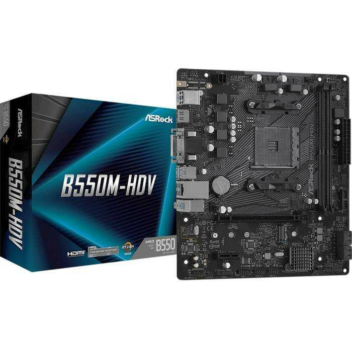 Материнская плата ASROCK B550M-HDV, AM4, B550, 2*DDR4, D-Sub+DVI-D+HDMI, 4xSATA3 6.0 (RAID), M.2 Socket, 4xUSB 3.2, 2xUSB 2.0, mATX; 90-MXBDJ0-A0UAYZ