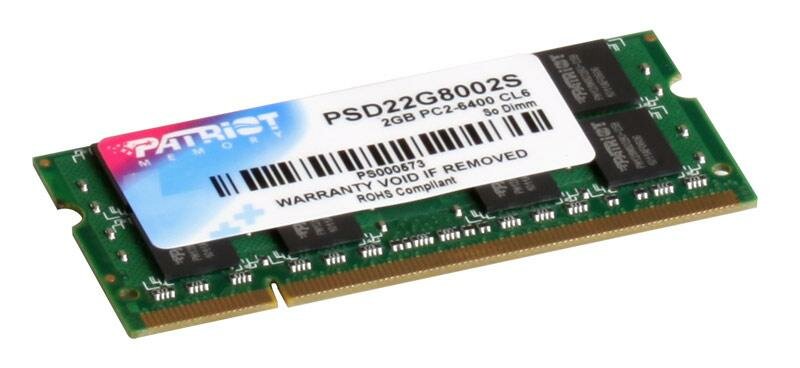 Оперативная память для ноутбука Patriot PSD22G8002S SO-DIMM 2Gb DDR2 800 MHz PSD22G8002S