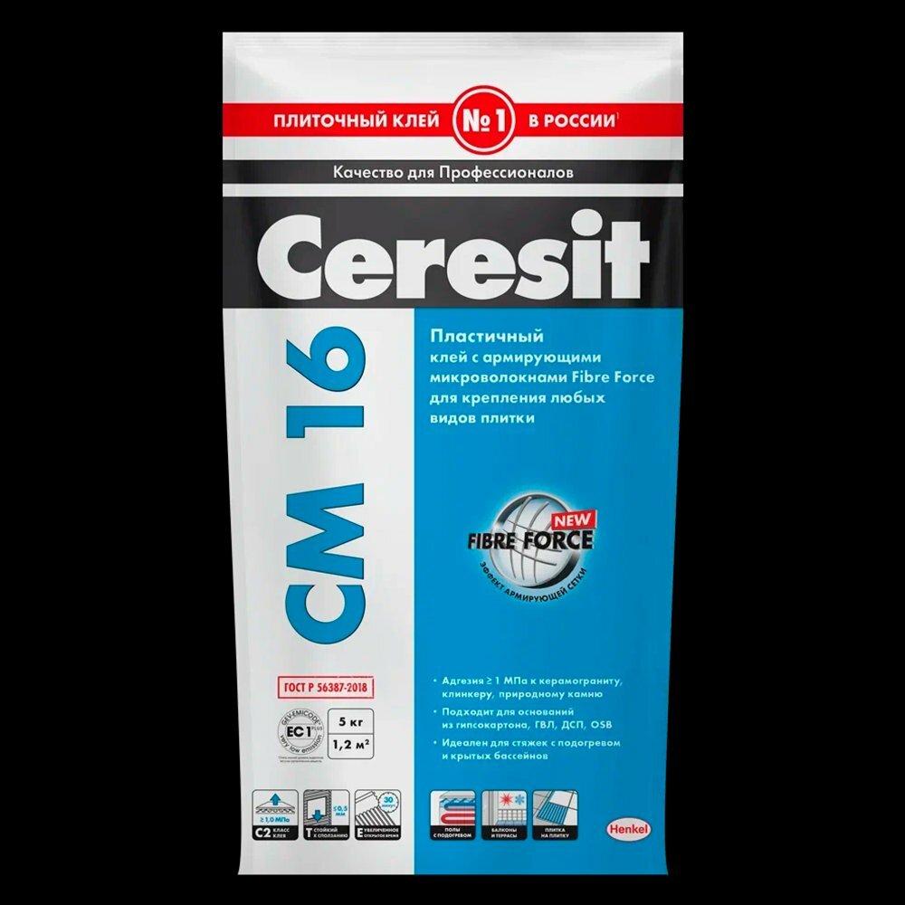 Отделочные материалы Ceresit Плиточный клей для керамогранита снаружи Сeresit CM 16 5кг