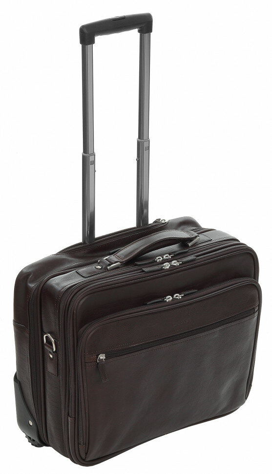 Кожаный чемодан на колёсах Bruno Рerri L2790-1/2 коричневый - фотография № 2