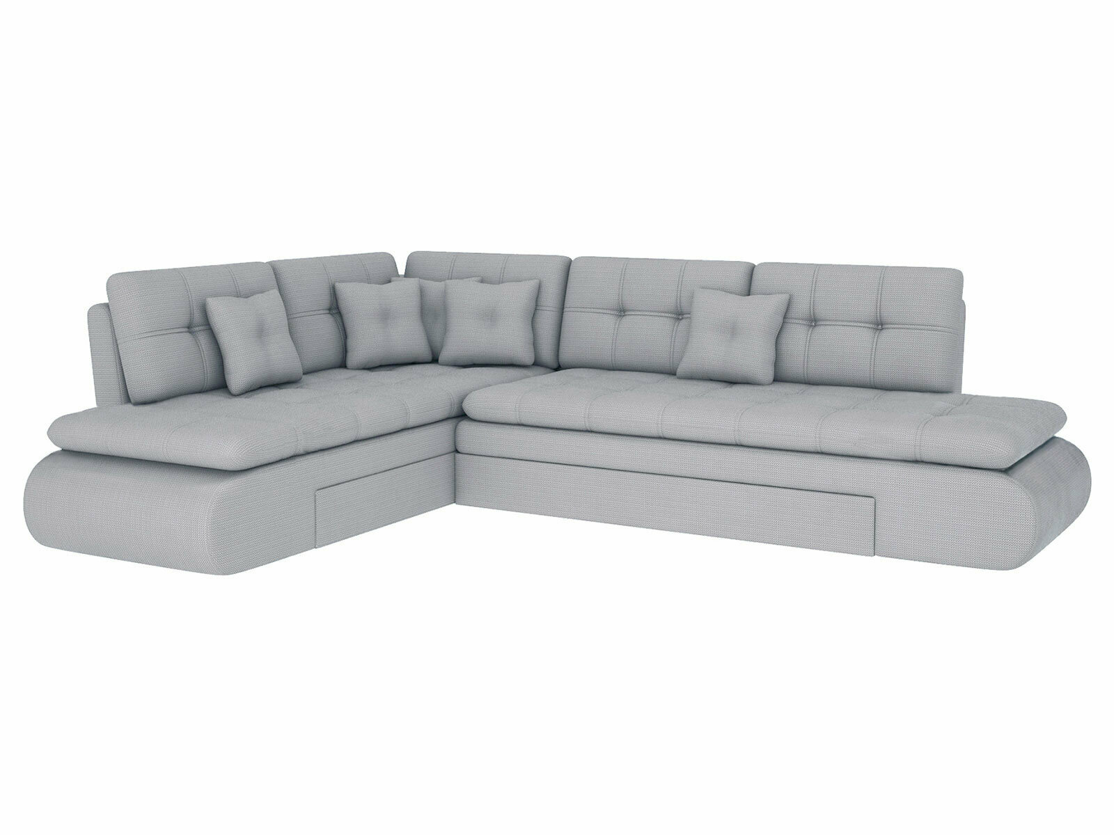 Угловой диван Первый Мебельный Степ Тайм Серо-голубой, рогожка Левая
