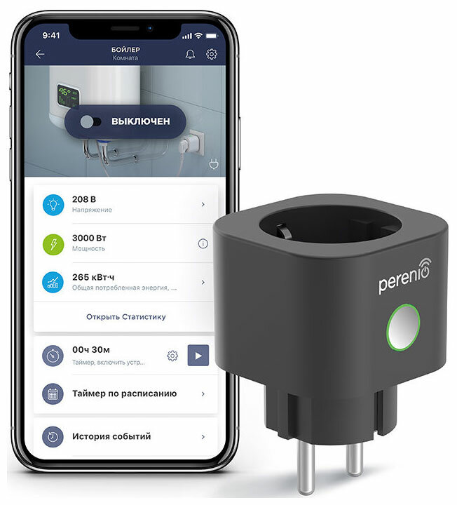 Умная розетка Perenio Power Link черная (PEHPL02)