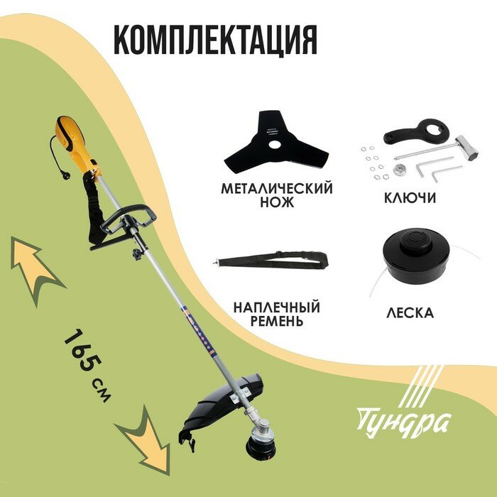 Электротриммер тундра, разборная штанга, катушка полуавтомат и диск, скос 400 мм, 1200 Вт - фотография № 2