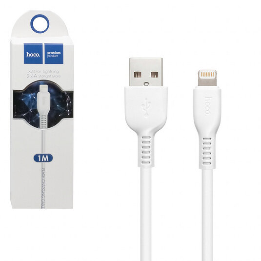 USB-кабель HOCO X20 1 метр для iPhone 5/6 белый