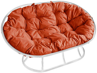 Садовый диван "Мамасан" без ротанга белое с оранжевой подушкой M-Group