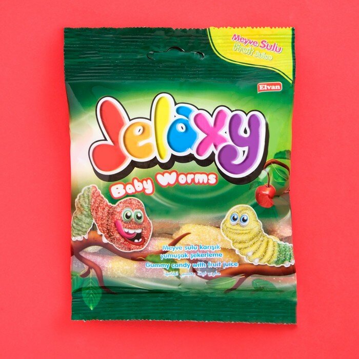 Мармелад жевательный Jelaxy Worms червячки кисло-сладкие, 80 г - фотография № 1
