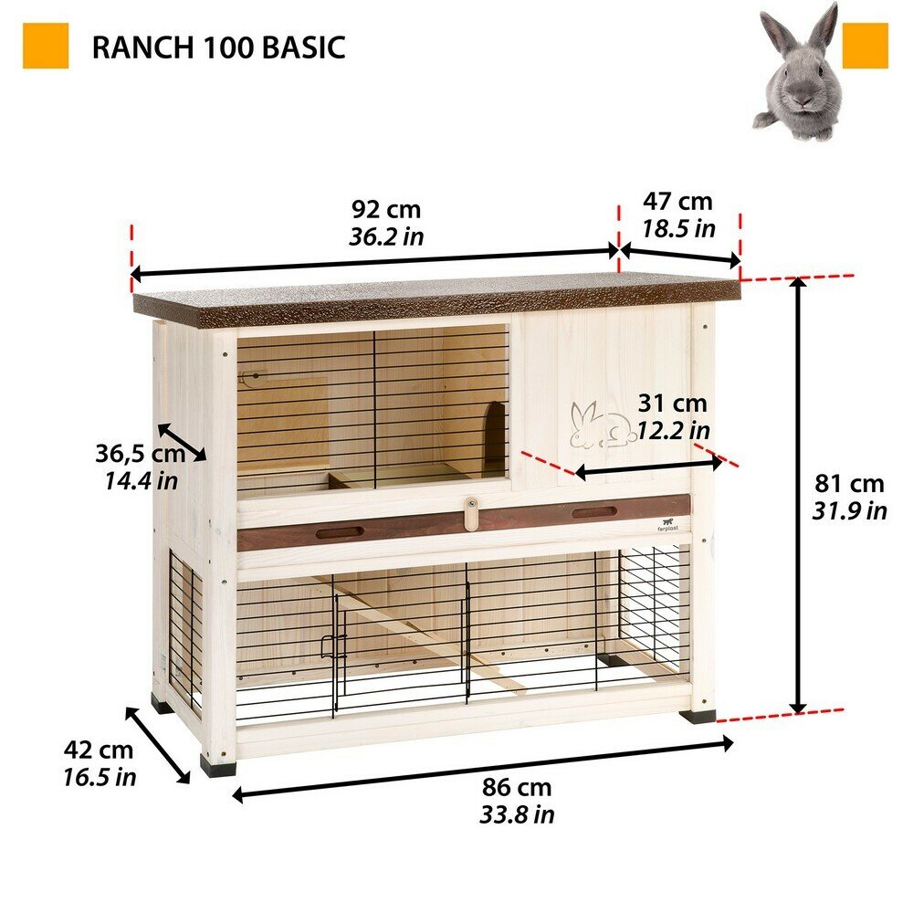 Клетка RANCH 100 BASIC для содержания кроликов на улице, деревянная (бело-коричневая) - фотография № 4