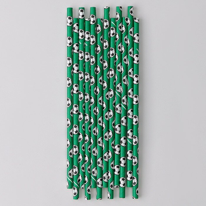Трубочки для коктейля «Футбол», набор 12 шт., цвет зеленый - фотография № 1