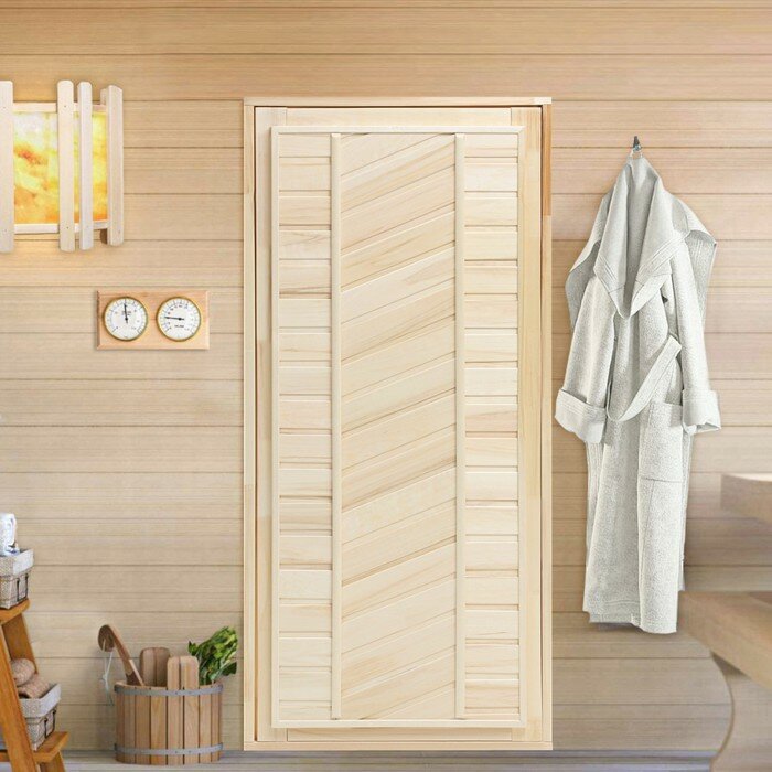 Дверь для бани и сауны, размер коробки 170х80 см, универсальная липа - фотография № 1