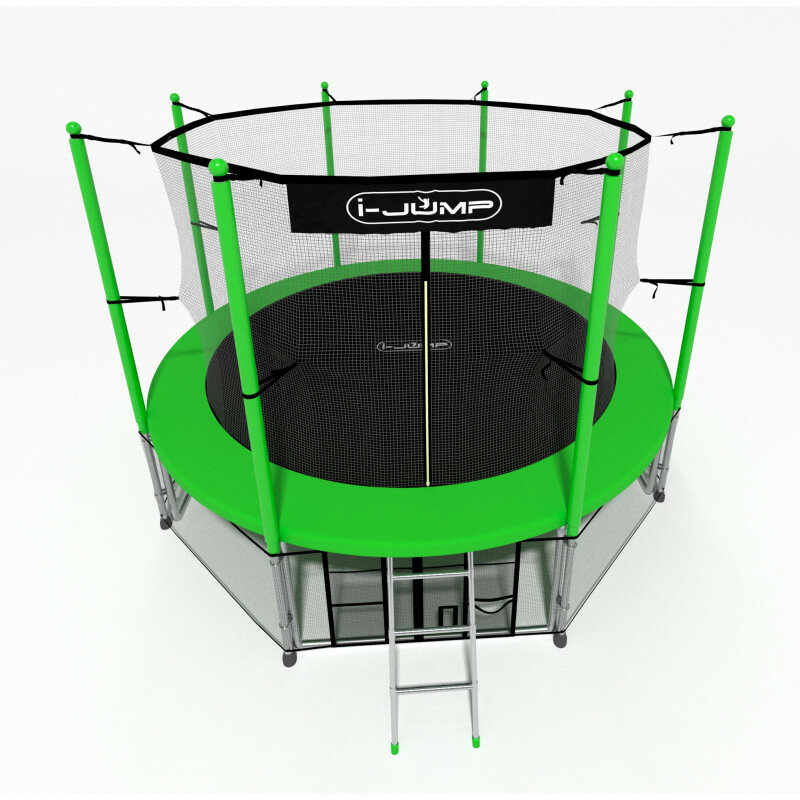 Батуты I-JUMP Батут i-JUMP Classic 8ft с нижней сетью и лестницей (green)