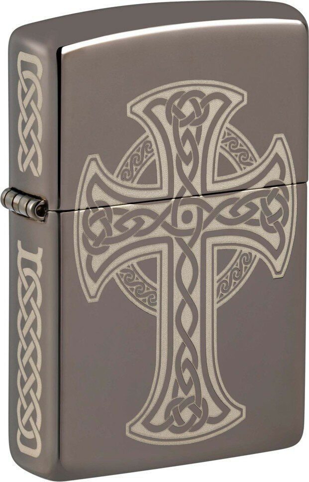 Зажигалка ZIPPO Celtic Cross Design с покрытием Black Ice® латунь/сталь черная 38x13x57 мм