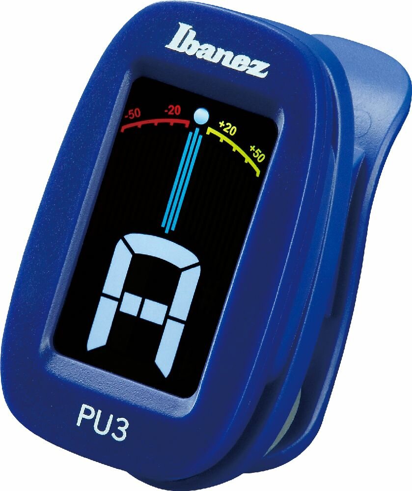 IBANEZ PU3-BL CLIP TUNER гитарный хроматический тюнер-клипса модель синего цвета. LCD-дисплей с цветной индикацией правильности