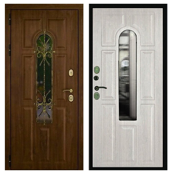 Входная дверь Дверной Континент Лион Альберо браш серебро 960х2050 Петли справа
