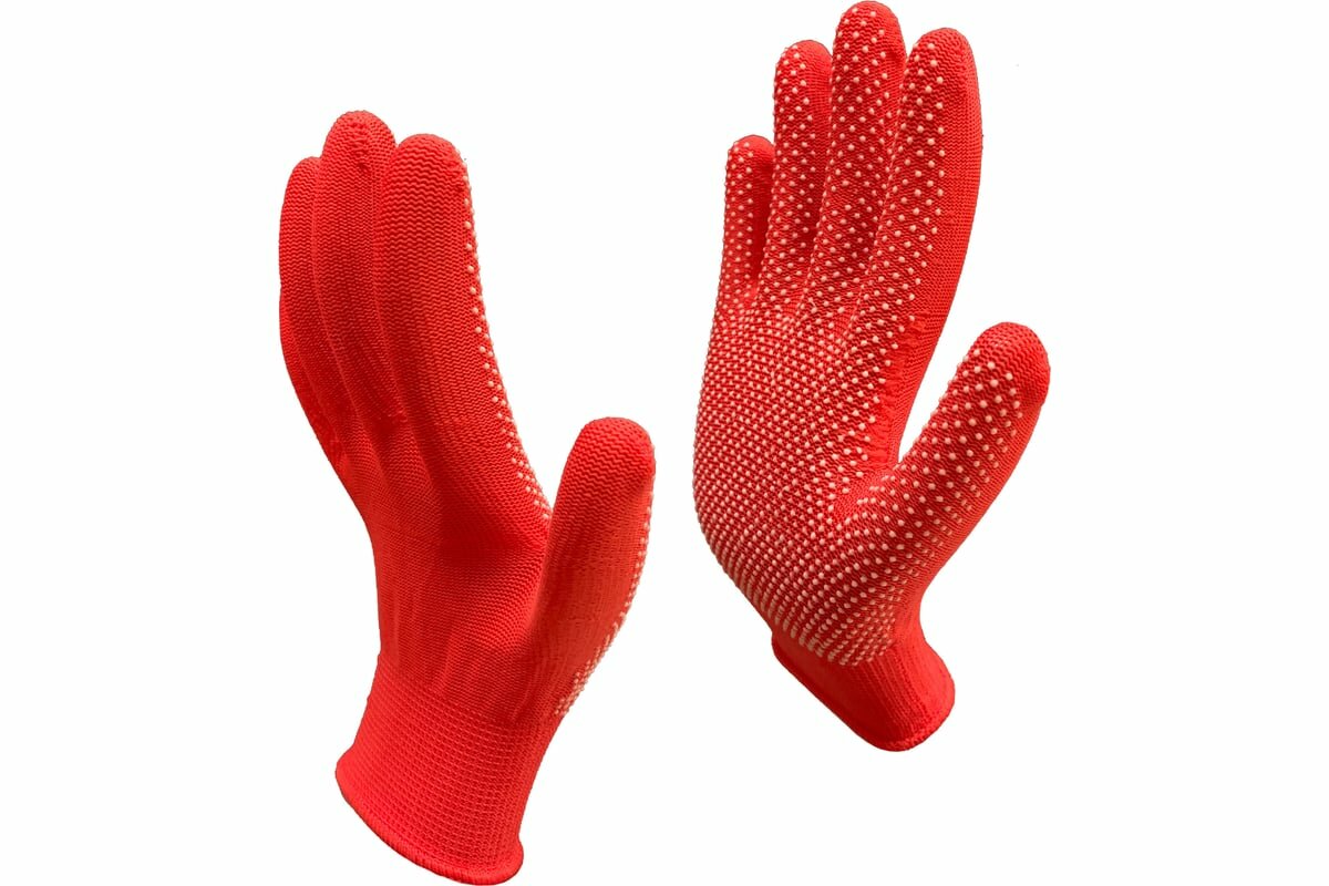 фото Master-Pro® Перчатки рабочие микротач красный 10 пар нейлоновые 2513-NPVC-RED-S-10