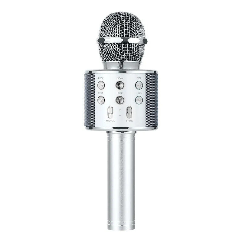 Беспроводной караоке-микрофон WS-858 (серебристый)