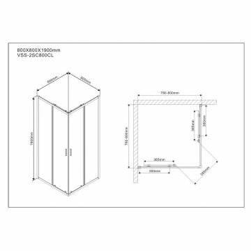 Душевой уголок Vincea Scala VSS-2SC800CL, 800х800, хром, стекло прозрачное - фотография № 2