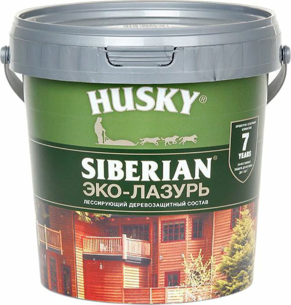 Эко-лазурь Husky Siberian полуматовая антик 0,9 л - фото №2