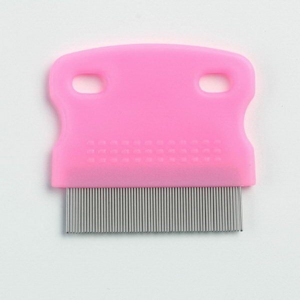 Расчёска для шерсти малая, 6 x 6 см, розовая - фотография № 2