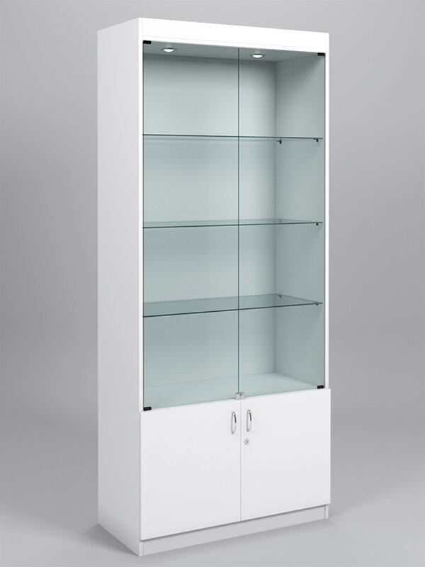 Витрина №1-1 (с дверками задняя стенка - ДВП) Белый 90 x 42 x 210 см