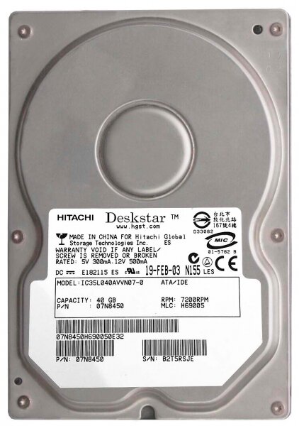 Жесткий диск IBM 07N9682 40Gb 7200 IDE 3.5" HDD