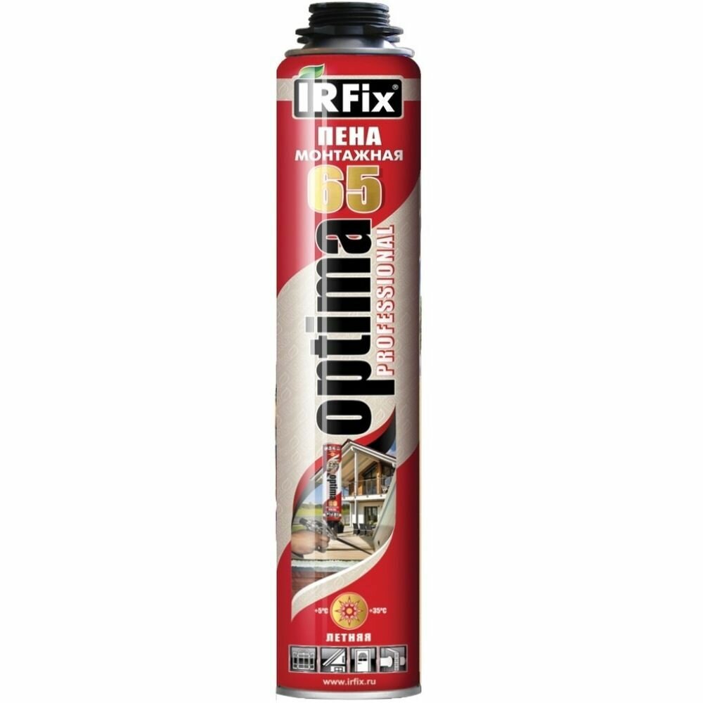 фото Пена монтажная Irfix, профессиональная, 65 л, 800 мл, Optima, летняя, 10021
