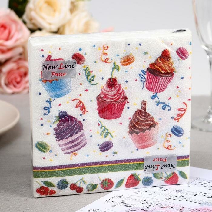 фото Салфетки бумажные New line FRESCO «Десерт», 2 слоя, 33*33 см, 20 шт.