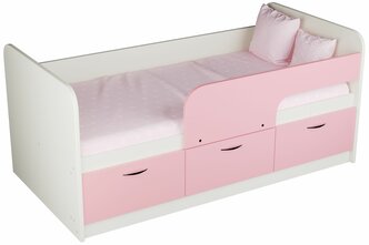 VERA-mebel детская кровать Радуга-2, 160х80см. , цвет каркаса белый, фасад розовый