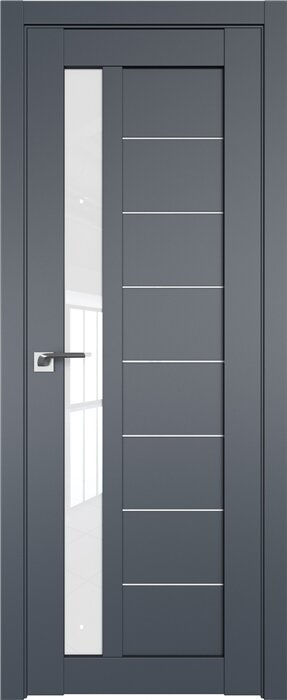 Межкомнатная дверь Профиль Дорс / Модель 37U / Цвет Антрацит / Декоративная вставка Белый триплекс 200*80